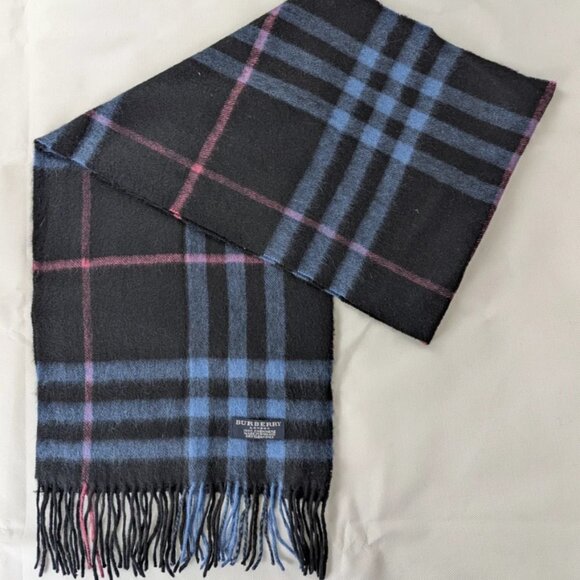 Pre-Owned Burberry Black Nova Check Scarf – Unisex Cashmere Elegant Winter Wrap - Picture 1 of 6